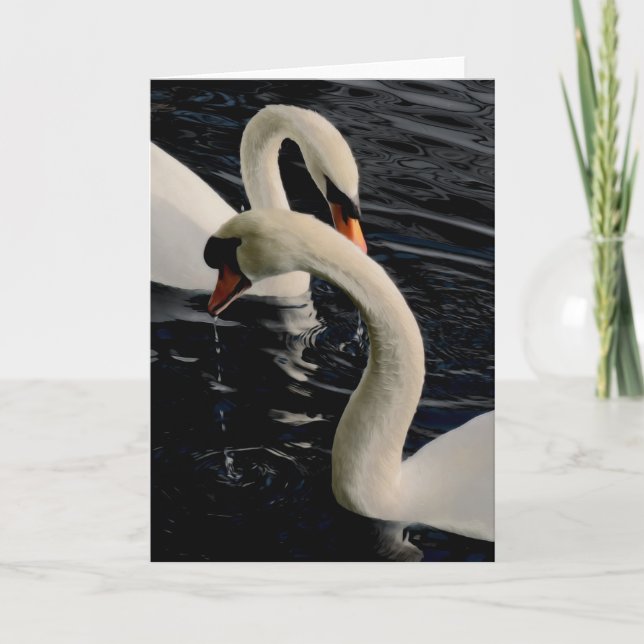 Cartes Pour Fêtes Annuelles Deux cygnes sur le lac (Devant)