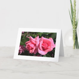 Cartes Pour Fêtes Annuelles deux fleurs roses roses chaudes.