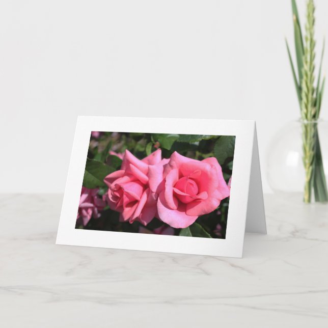 Cartes Pour Fêtes Annuelles deux fleurs roses roses chaudes. (Devant)