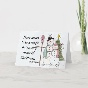 Cartes Pour Fêtes Annuelles Deux gens de neige aquarelle Magique scène d'hiver