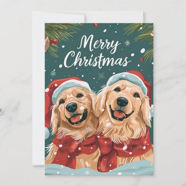 Cartes Pour Fêtes Annuelles Deux joyeux Noël Labrador (Devant)