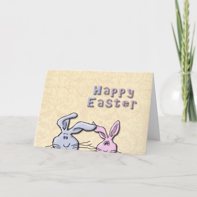 Cartes Pour Fêtes Annuelles Deux lapins Pâques (Devant)