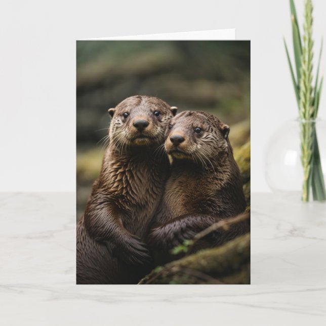 Cartes Pour Fêtes Annuelles Deux loutres sérieuses (Devant)