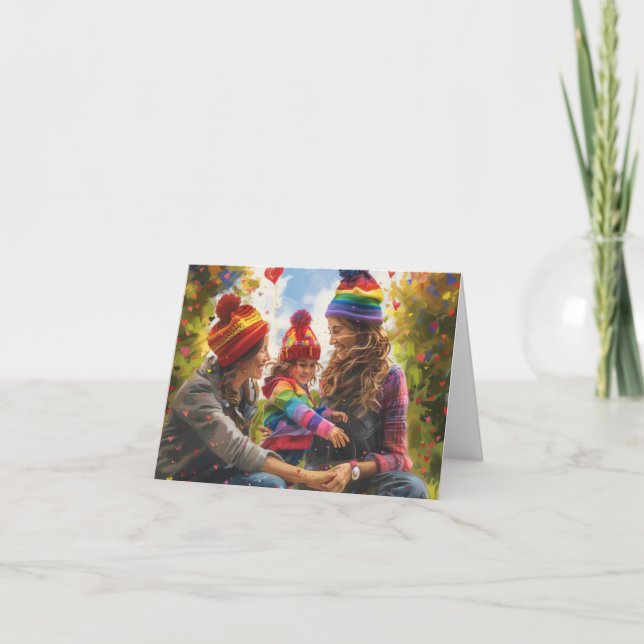 Cartes Pour Fêtes Annuelles Deux mamans, art numérique (Devant)