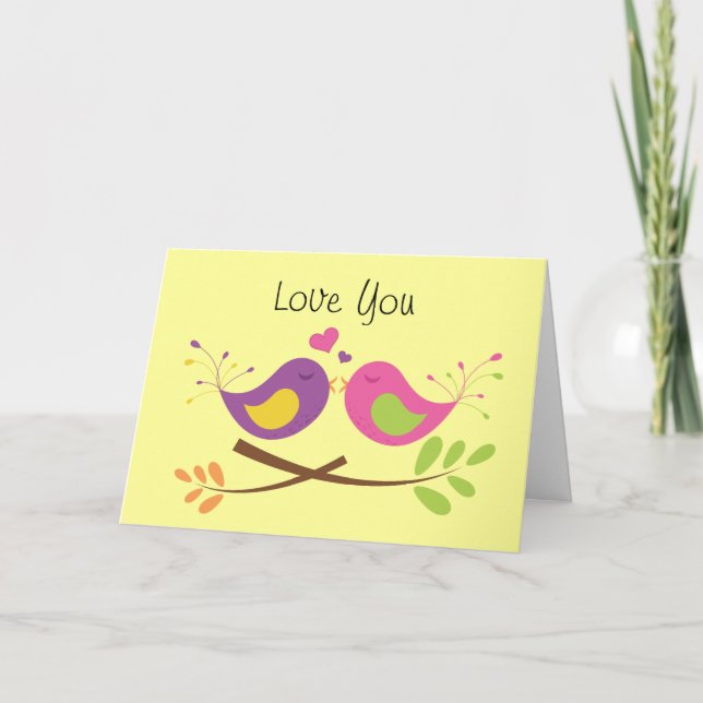 Cartes Pour Fêtes Annuelles Deux mignons tourterelles Saint Valentin (Devant)