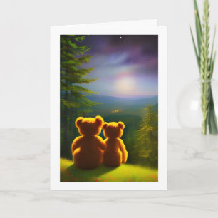 Cartes Pour Fêtes Annuelles Deux Nounours en étoile
