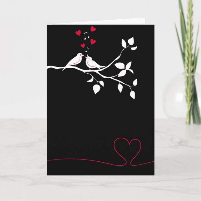 Cartes Pour Fêtes Annuelles deux oiseaux amoureux (Devant)