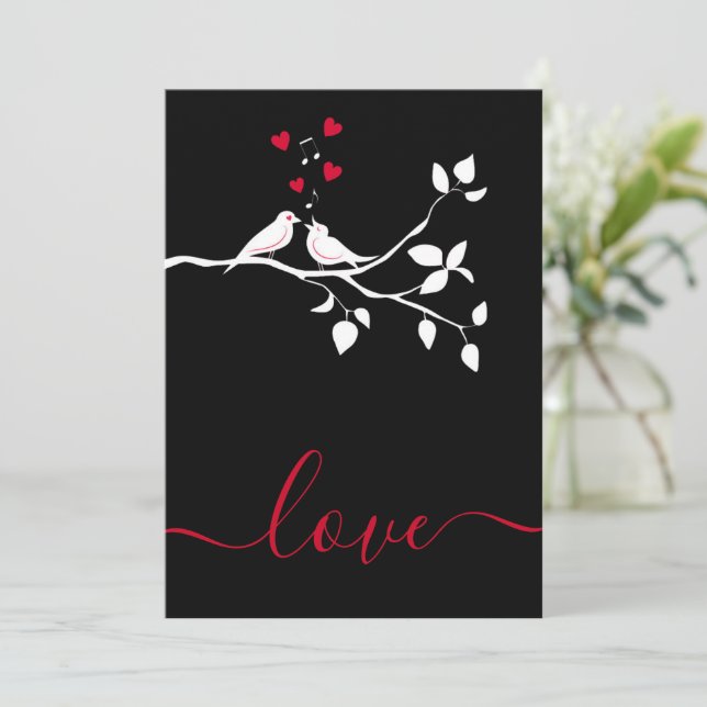 Cartes Pour Fêtes Annuelles deux oiseaux amoureux (Debout devant)