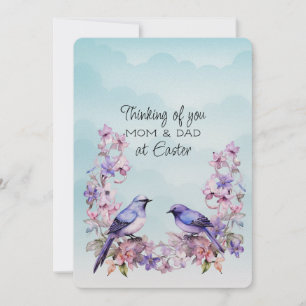 Cartes Pour Fêtes Annuelles Deux oiseaux pourpres Fleurs de printemps Maman & 