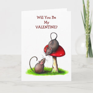 Cartes Pour Fêtes Annuelles Deux petites souris et un champignon : Valentine