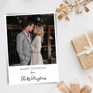 Cartes Pour Fêtes Annuelles Deux photos de mariage Couple Script Noël Salutati