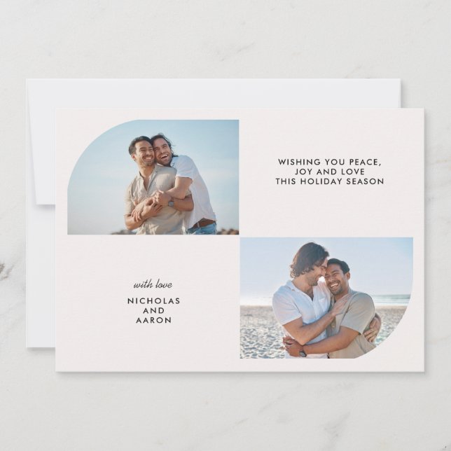 CARTES POUR FÊTES ANNUELLES DEUX PHOTOS DEMI ARCH SIMPLE NOËL VACANCES (Devant)