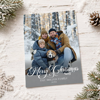 Cartes Pour Fêtes Annuelles Deux photos simple Joyeux Noël Script de superposi