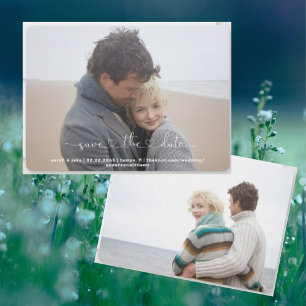 Cartes Pour Fêtes Annuelles Deux photos Simply Us Save the Date