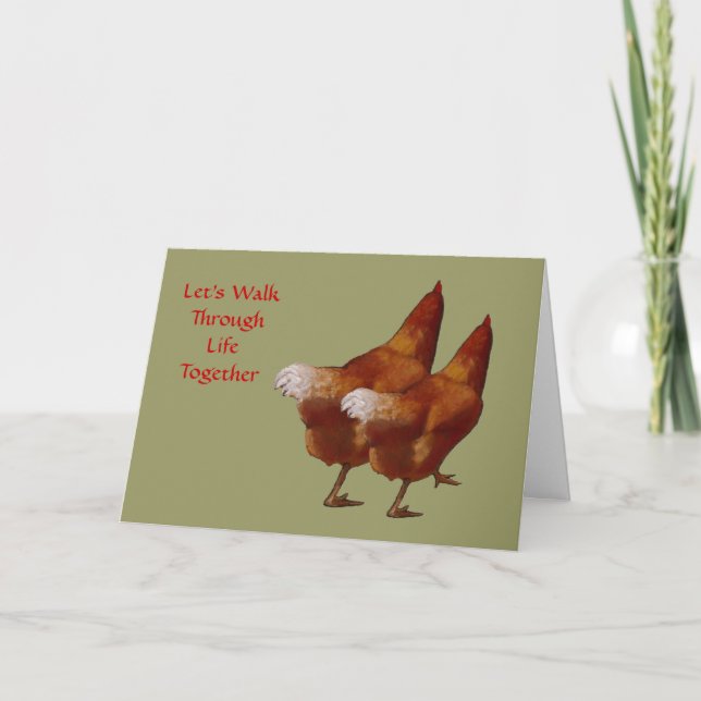 Cartes Pour Fêtes Annuelles Deux poulets côte à côte : Valentine : Art (Devant)