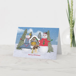 Cartes Pour Fêtes Annuelles Deux Snowmen et un chien