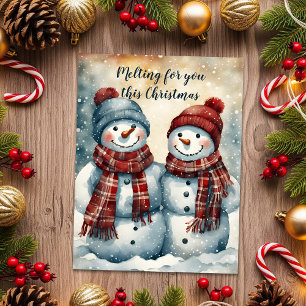 Cartes Pour Fêtes Annuelles Deux Snowmen qui fondent pour vous ce Noël