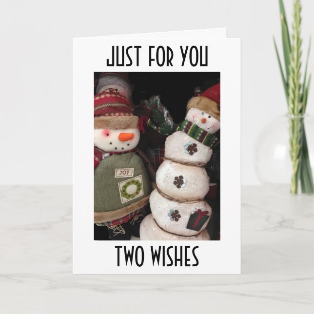 CARTES POUR FÊTES ANNUELLES DEUX SOUHAITS=ANNIVERSAIRE HEUREUX/JOYEUX NOËL (Devant)