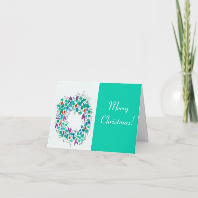 Cartes Pour Fêtes Annuelles Deux Tone Abstraite couronne de Noël (Devant)