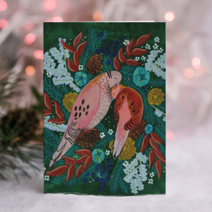Cartes Pour Fêtes Annuelles Deux tortues Doses fleurie couronne Noël
