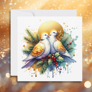 Cartes Pour Fêtes Annuelles Deux tourterelles   12 Jours de Noël