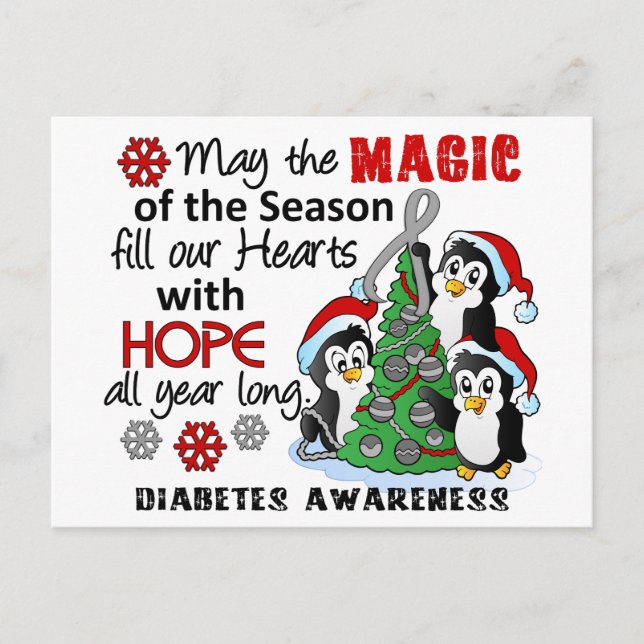 Cartes Pour Fêtes Annuelles Diabète des pingouins de Noël (Devant)