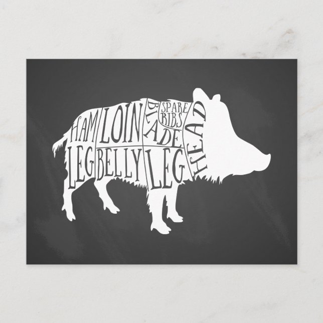 Cartes Pour Fêtes Annuelles Diagramme boucher viande découpe sanglier chasse (Devant)