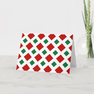 Cartes Pour Fêtes Annuelles Diamants rouges et verts sur blanc