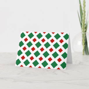 Cartes Pour Fêtes Annuelles Diamants verts et rouges sur blanc