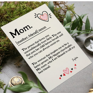 Cartes Pour Fêtes Annuelles Dictionnaire Maman Cœur Fête des Mères