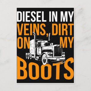Cartes Pour Fêtes Annuelles Diesel dans mes veines, de la terre sur mes bottes