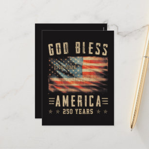 Cartes Pour Fêtes Annuelles Dieu Bénisse l'Amérique 250 Ans 1776-2026