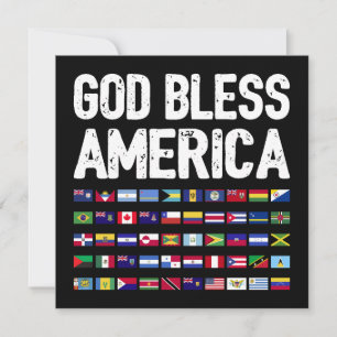 Cartes Pour Fêtes Annuelles Dieu Bénisse l'Amérique Fierté Latino Tous les Pay
