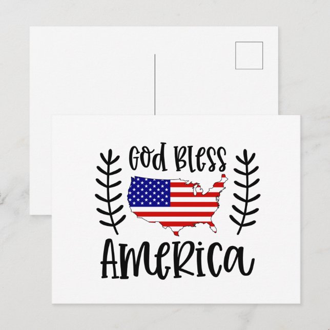 Cartes Pour Fêtes Annuelles Dieu bénisse l'Amérique patriotique (Devant / Derrière)