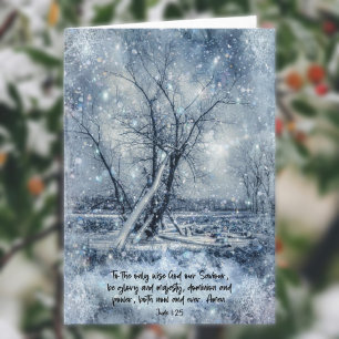 Cartes Pour Fêtes Annuelles Dieu Notre Sauveur Écriture Verse Snowy Trees