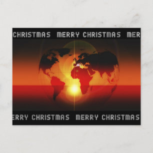 Cartes Pour Fêtes Annuelles Digital World Globe Joyeux Noël Orange