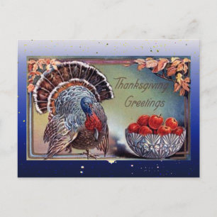 Cartes Pour Fêtes Annuelles Dinde Classique et Compotier de Pommes