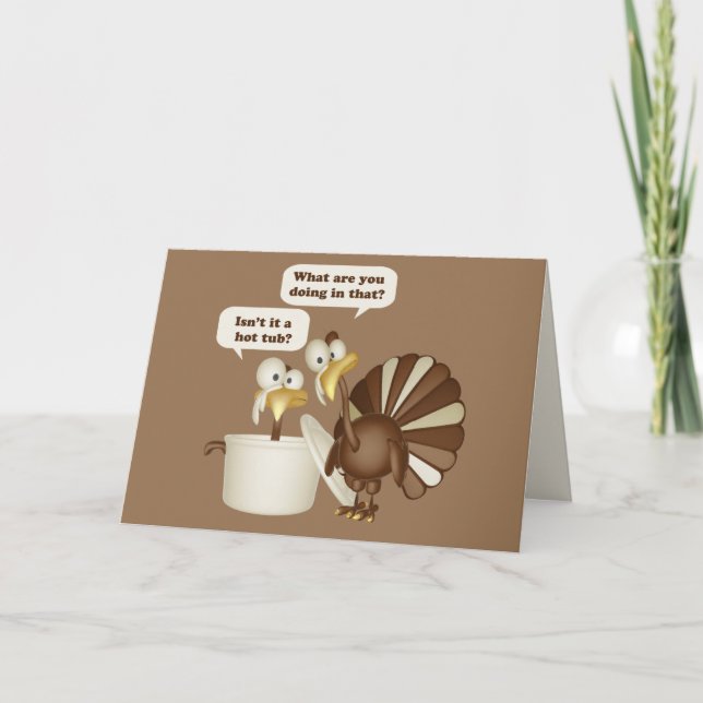 Cartes Pour Fêtes Annuelles Dinde dans un bain à remous (Devant)