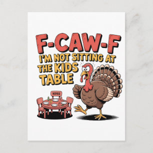 Cartes Pour Fêtes Annuelles Dinde de la table des enfants F-Caw-F, je ne suis