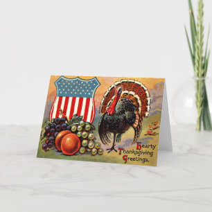 Cartes Pour Fêtes Annuelles Dinde de Thanksgiving patriotique aux fruits