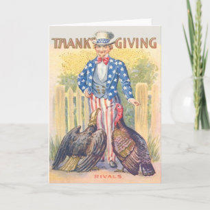 Cartes Pour Fêtes Annuelles Dinde de Thanksgiving patriotique Oncle Sam Aigle