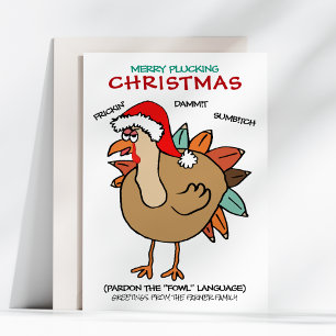 Cartes Pour Fêtes Annuelles Dinde drôle chapeau de Père Noël Noël