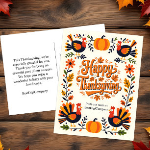 Cartes Pour Fêtes Annuelles Dinde et citrouille de l'art folklorique charmants