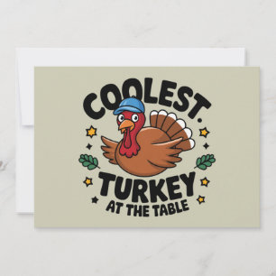 Cartes Pour Fêtes Annuelles Dinde la plus cool à la table du dîner de Thanksgi