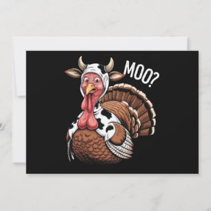 Cartes Pour Fêtes Annuelles Dinde Moo drôle de Thanksgiving 