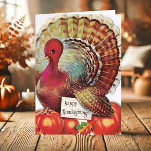 Cartes Pour Fêtes Annuelles Dinde Vintage Joyeux Thanksgiving