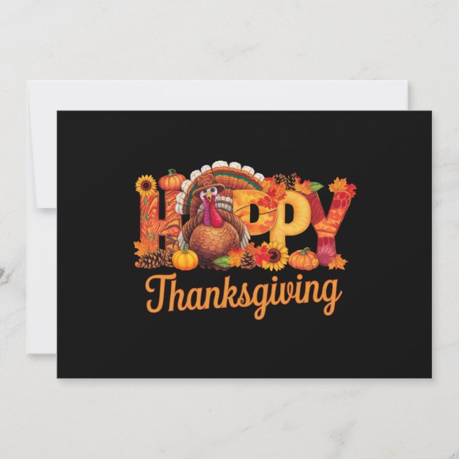 Cartes Pour Fêtes Annuelles Dindons de Thanksgiving Heureux Tombent (Devant)
