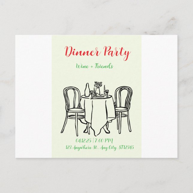 Cartes Pour Fêtes Annuelles dîner de fête (Devant)