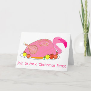 Cartes Pour Fêtes Annuelles Dîner de Noël Flamant rose amusant