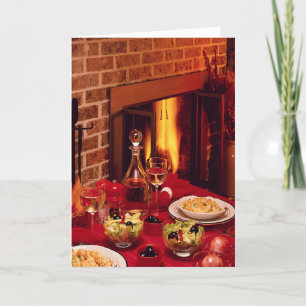 Cartes Pour Fêtes Annuelles Dîner de Noël Table de Noël Foyer cosy